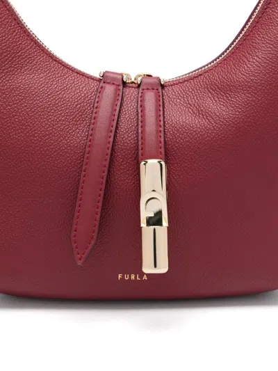 Furla Textured Leather Shoulder Bag With Gold Hardware In Red
