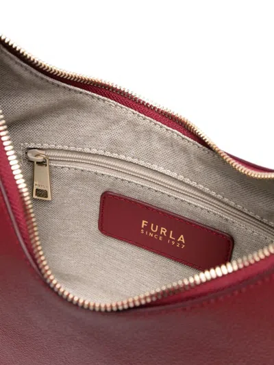 Furla Textured Leather Shoulder Bag With Gold Hardware In Red