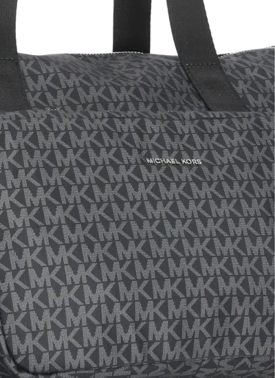 Michael Kors Tanner Large Printed Signature Logo Reversible Packable Tote Bag In Black