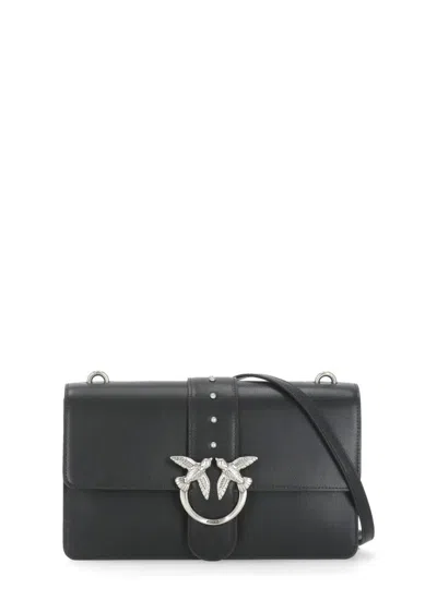 Pinko Rectangular Chain Strap Shoulder Bag With Metal Hardware And Front Embellishment In Black