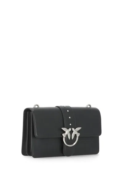 Pinko Rectangular Chain Strap Shoulder Bag With Metal Hardware And Front Embellishment In Black