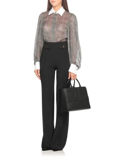 Elisabetta Franchi Structured Pebbled Shoulder Bag In Gray