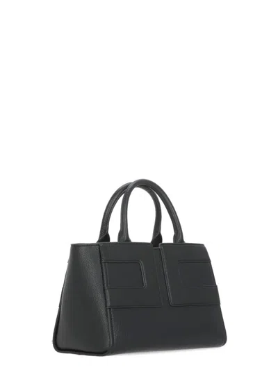 Elisabetta Franchi Structured Pebbled Shoulder Bag In Gray