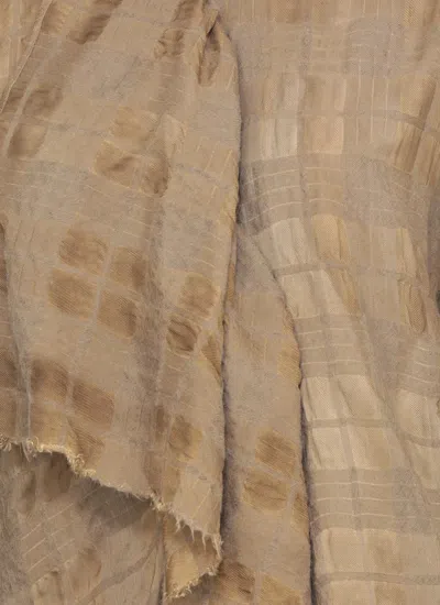 Uma Wang Draped Front Long Sleeve Wool Blend Top In Multi