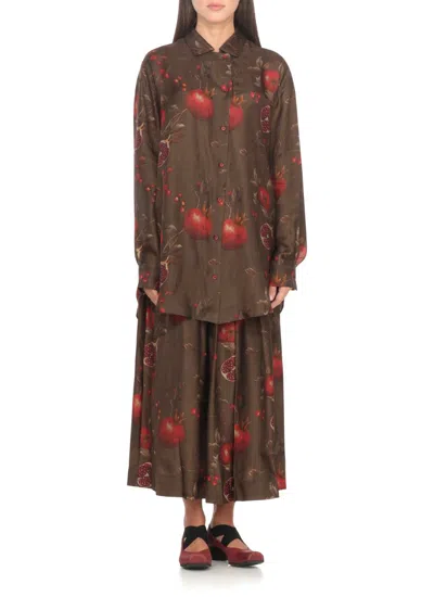 Uma Wang Pomegranate-print Asymmetrical-buttoned Top In Multi