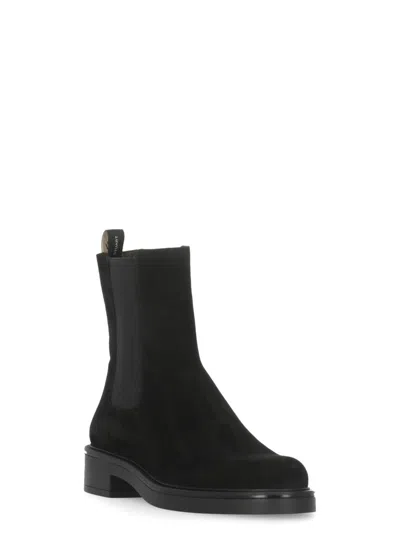 Stuart Weitzman Suede Ankle Boots Block Heel In Black