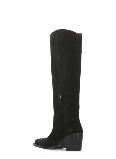 Stuart Weitzman Under-the-knee 5050 Suede And Fabric Boots In Black