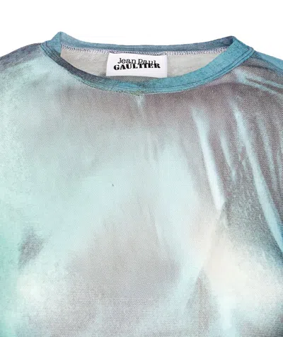 Jean Paul Gaultier "water" Mesh Long Dress In Blue