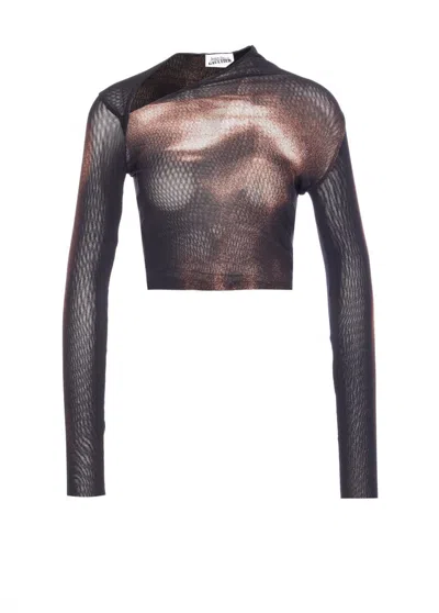 Jean Paul Gaultier "body Dust" Print Top In Black