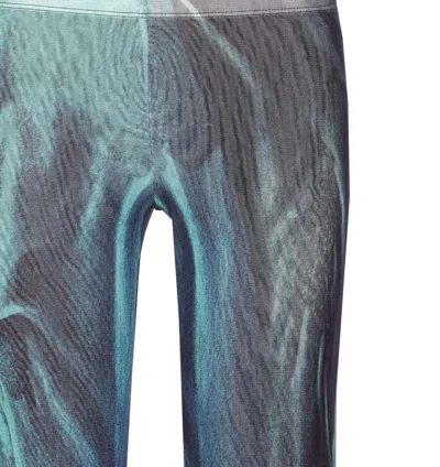 Jean Paul Gaultier Printed Flared-leg Mesh Trousers In Blue