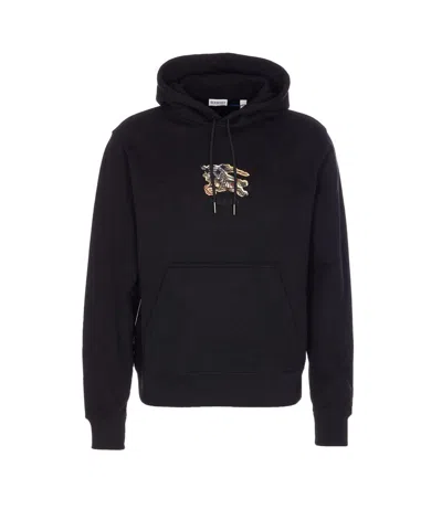 Burberry Simon Hoodie With Front Pocket And Hood In Black