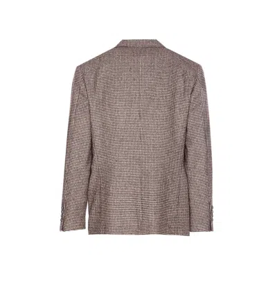 Brunello Cucinelli Houndstooth Wool Blend Single-breasted Blazer In Gray