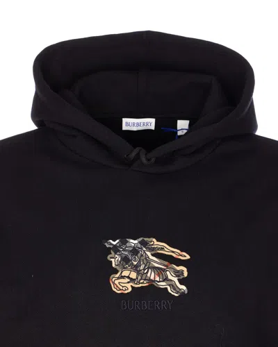 Burberry Simon Hoodie With Front Pocket And Hood In Black