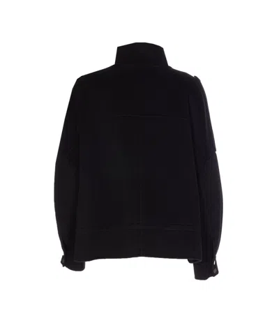 Pinko 'crostino' Black Jacket With Collar With Buttons And Front Pockets In Wool Blend Woman In Black