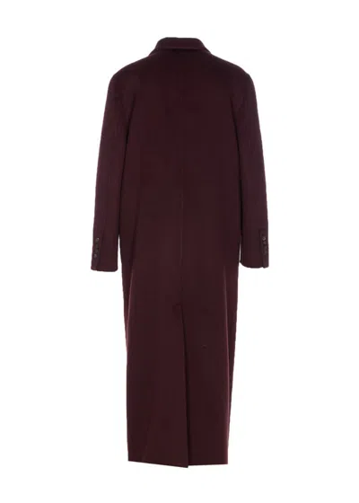 Brunello Cucinelli Hand-crafted Coat In Cashmere Double Beaver Cloth With Monili In Red