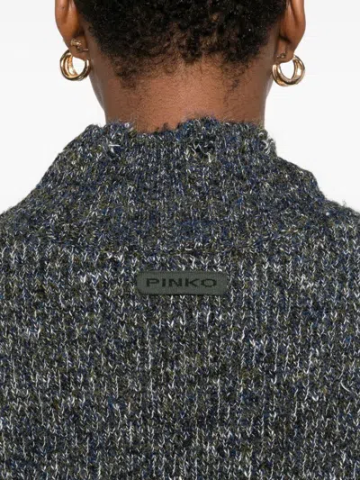 Pinko Textured Knit Sweater With High Neckline In Gray