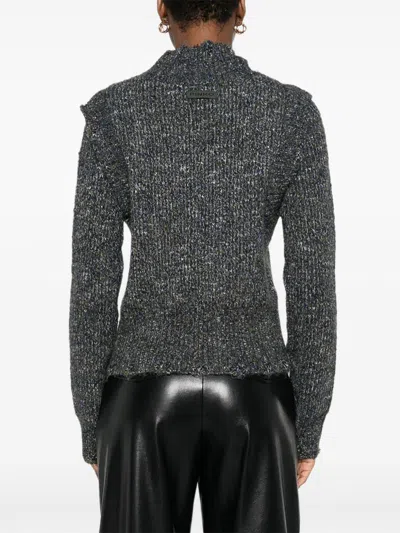 Pinko Textured Knit Sweater With High Neckline In Gray
