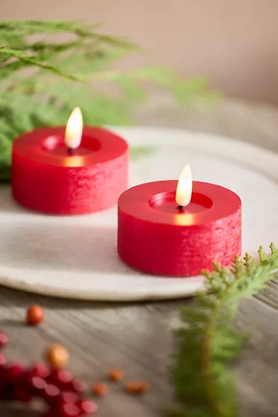 Terrain Flameless Wax Tea Lights, Set Of 2 In Red