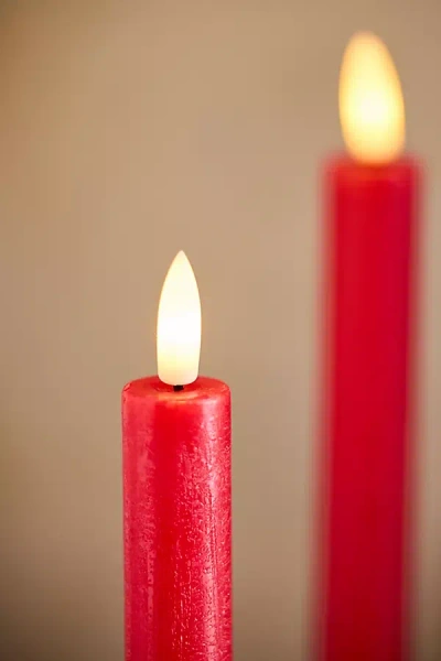Terrain Flameless Dinner Taper Candles, Set Of 2 In Red