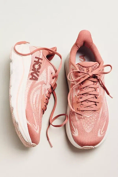 Hoka Clifton 10 Rubber-trimmed Jacquard-mesh Sneakers In Pink