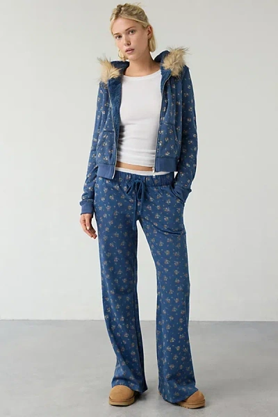 Out From Under Lived In Flare Sweatpant In Navy, Women's At Urban Outfitters In Blue