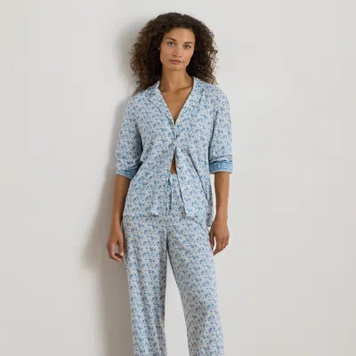 Ralph Lauren Paisley Cotton-blend-jersey Sleep Set In Blue