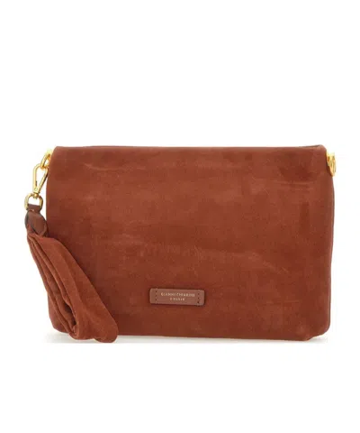Gianni Chiarini Logo Patch Zipped Clutch Bag In Brown