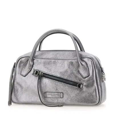 Gianni Chiarini Metallic Zip-detail Tote Bag In Gray