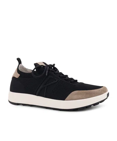 Kiton Low-top Sneakers In Mesh With Suede Profiles In Black