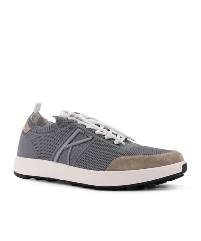 Kiton Low-top Sneakers In Mesh With Suede Profiles In Gray