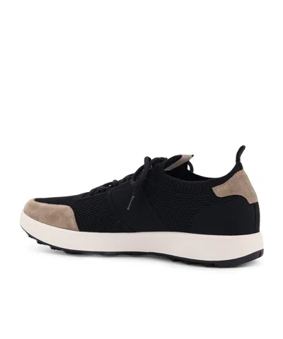 Kiton Low-top Sneakers In Mesh With Suede Profiles In Black