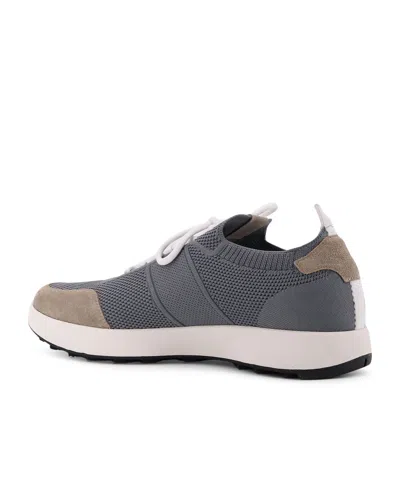 Kiton Low-top Sneakers In Mesh With Suede Profiles In Gray