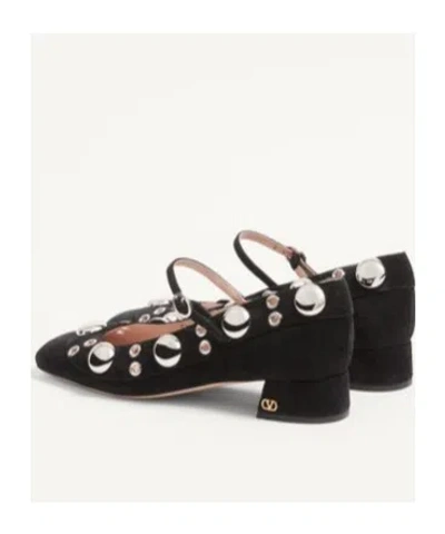 Valentino Nellcote 30 Embellished Mary Jane Suede Pumps In Black