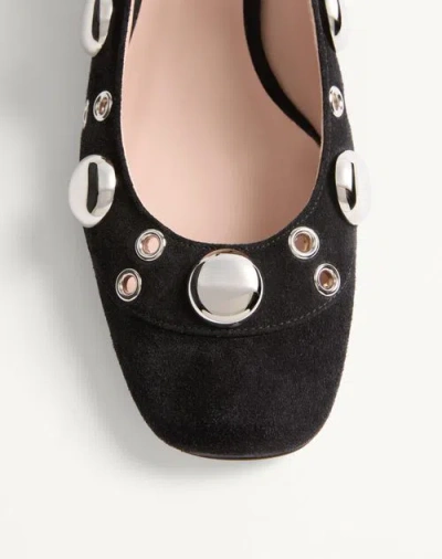 Valentino Nellcote 30 Embellished Mary Jane Suede Pumps In Black
