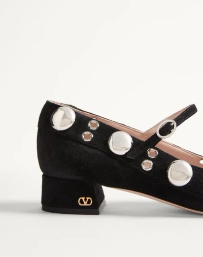 Valentino Nellcote 30 Embellished Mary Jane Suede Pumps In Black