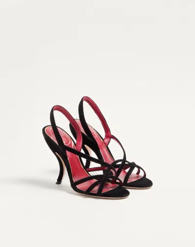 Valentino Fetishique 105 Velvet Slingback Sandal In Black