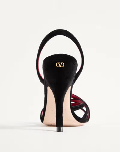 Valentino Fetishique 105 Velvet Slingback Sandal In Black