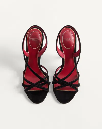 Valentino Fetishique 105 Velvet Slingback Sandal In Black