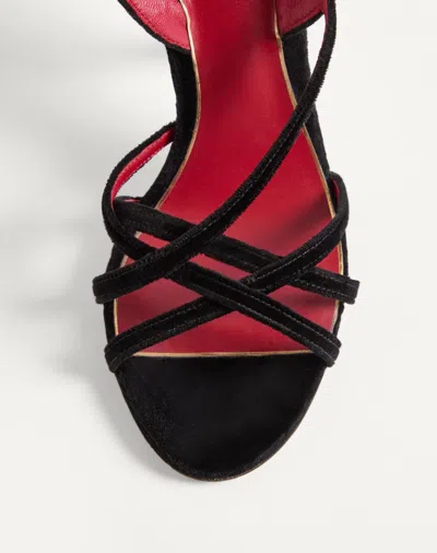 Valentino Fetishique 105 Velvet Slingback Sandal In Black