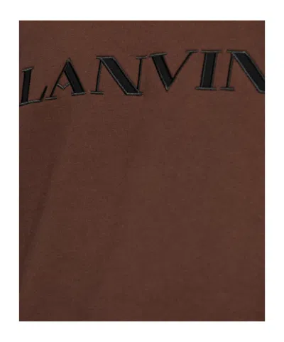 Lanvin Sweatshirt With Embroidered Logo In Brown