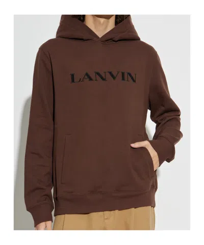 Lanvin Sweatshirt With Embroidered Logo In Brown