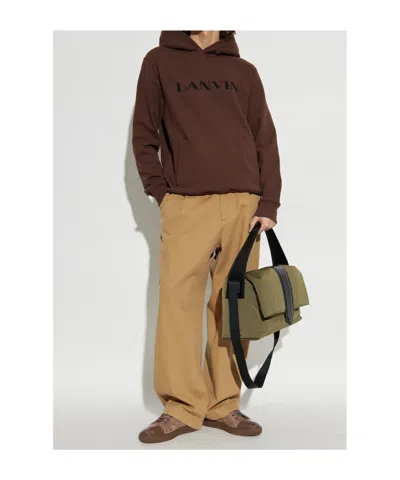 Lanvin Sweatshirt With Embroidered Logo In Brown