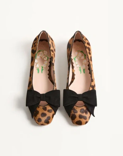 Valentino Garavani Bowow Ballerina In Pony-effect Calfskin Woman Animal Print 42 In Multi
