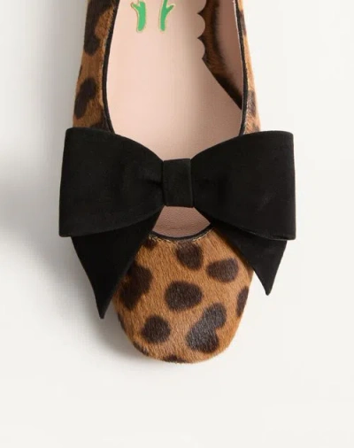 Valentino Garavani Bowow Ballerina In Pony-effect Calfskin Woman Animal Print 42 In Multi