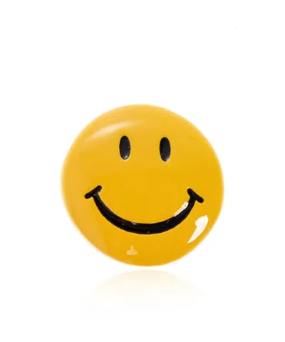 Moschino Round Smiley Face Earrings With Glossy Finish In Gold