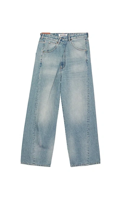Darkpark Ined Fold Over Denim Pants In Blue