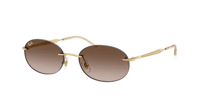 Ray Ban Rb3767 Sunglasses Arista Gold Frame Brown Lenses 54-18