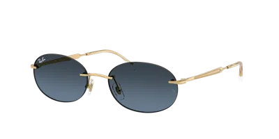 Ray Ban Rb3767 Sunglasses Arista Gold Frame Blue Lenses 54-18