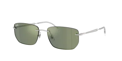 Ray Ban Square-frame Rimless Sunglasses In Green