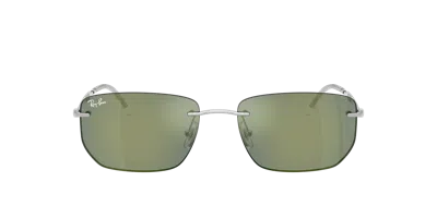 Ray Ban Square-frame Rimless Sunglasses In Green